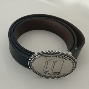 Realtor Belt Buckle 2023 Kenny Parcell President NAR Black Leather Mens XL Metal